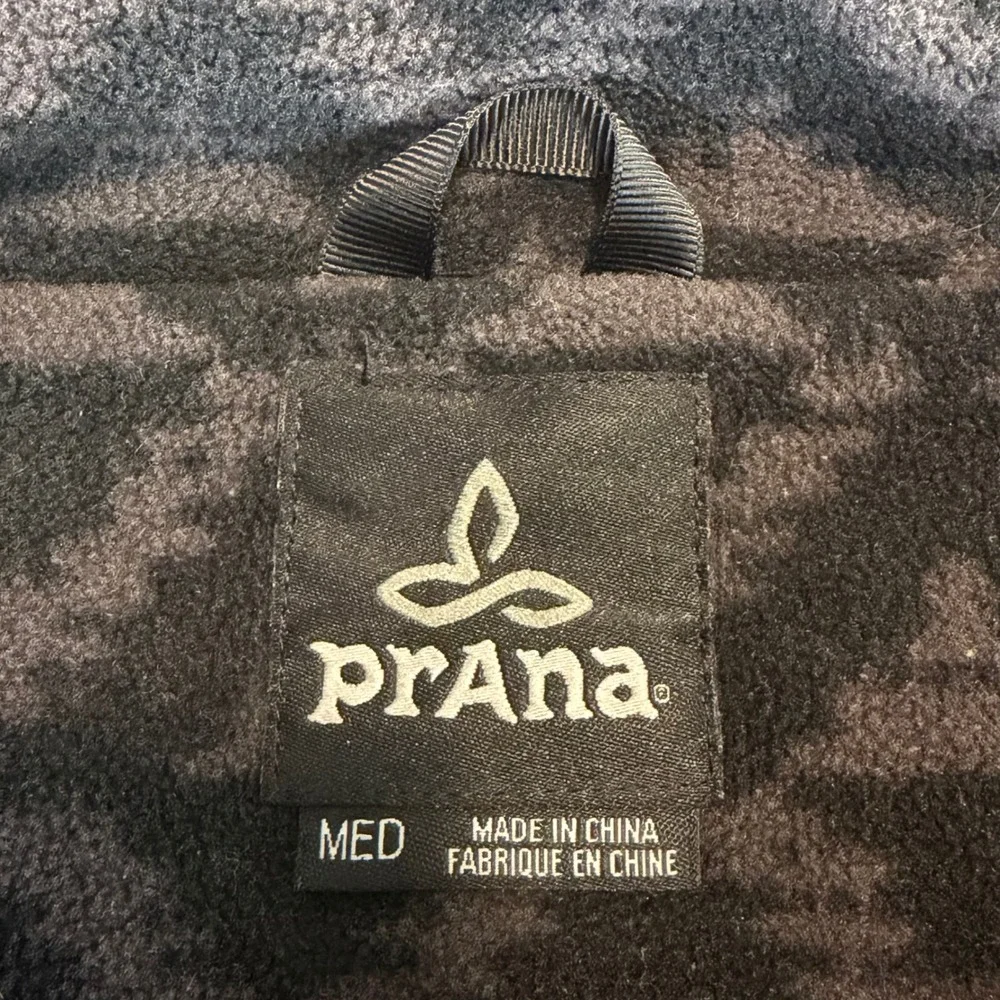 Prana‎ Fleece Pullover Mens Medium Black Aztec Geometric Quarter Zip Jacket